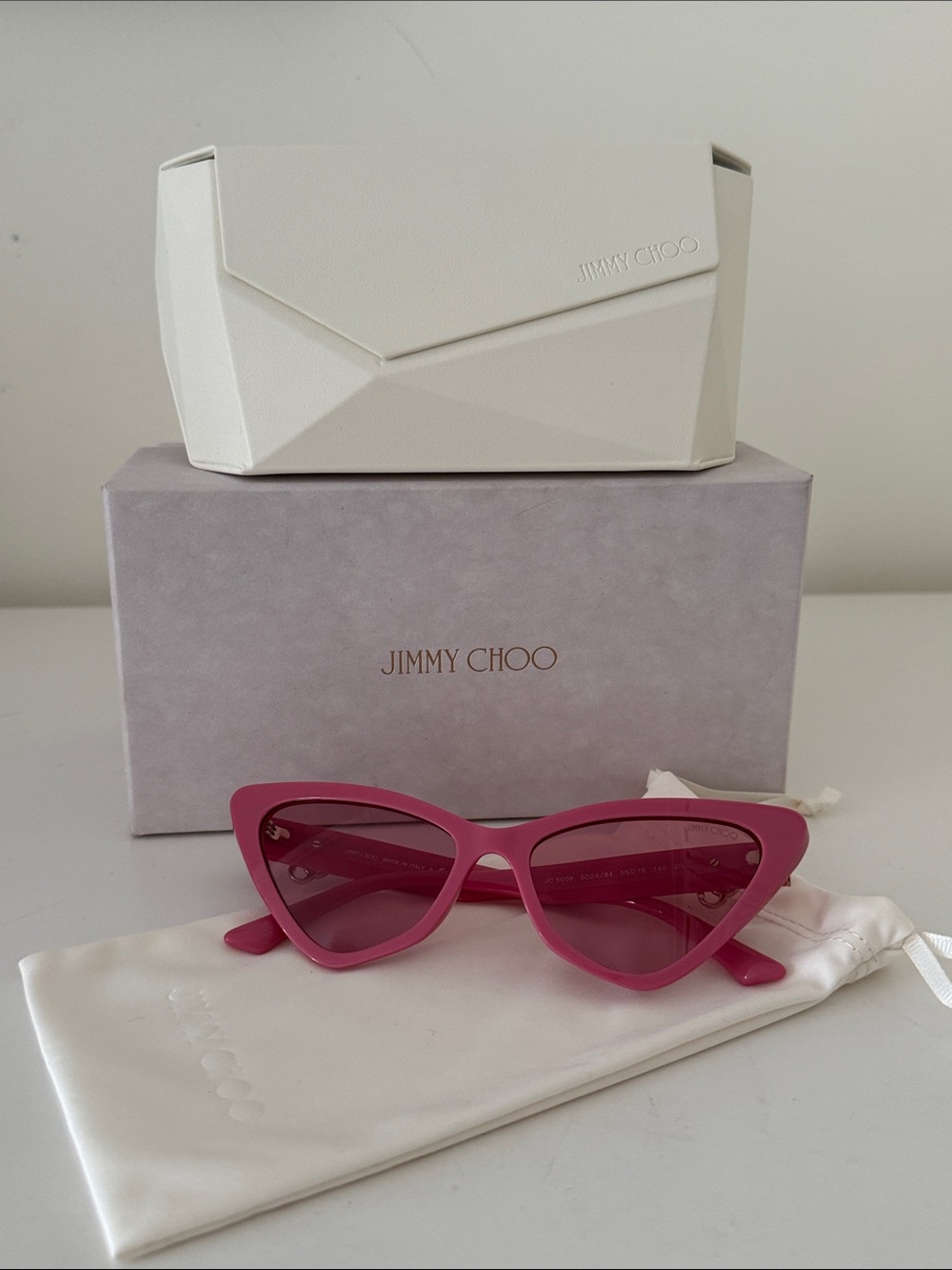 Jimmy Choo Hot Pink Cat-Eye Sunglasses - New